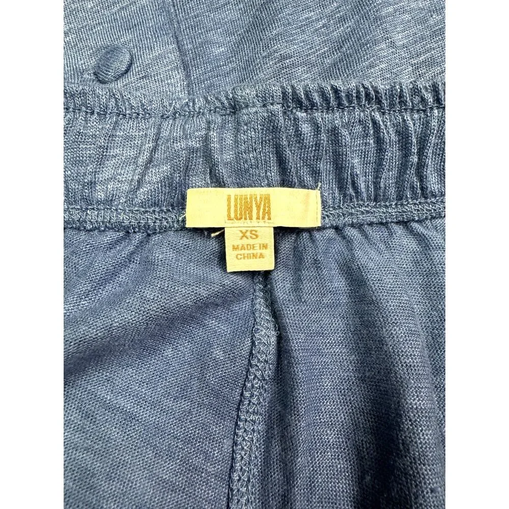 NWT - LUNYA 100% Linen Knit Henley Pajama Short Set, Blue, Sz XS - Picture 8 of 11